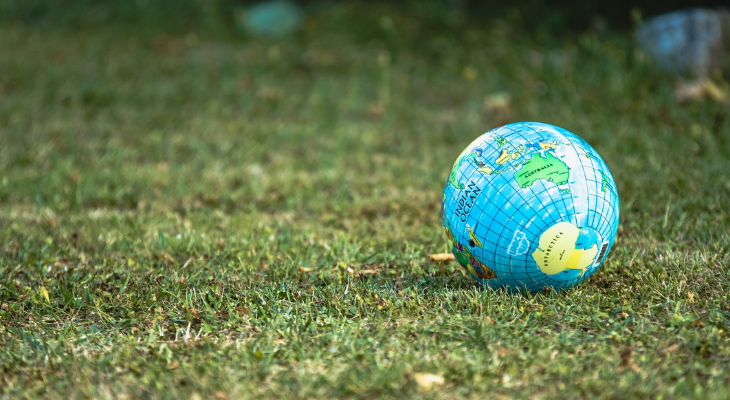 Picture of a globe on a field on grass
