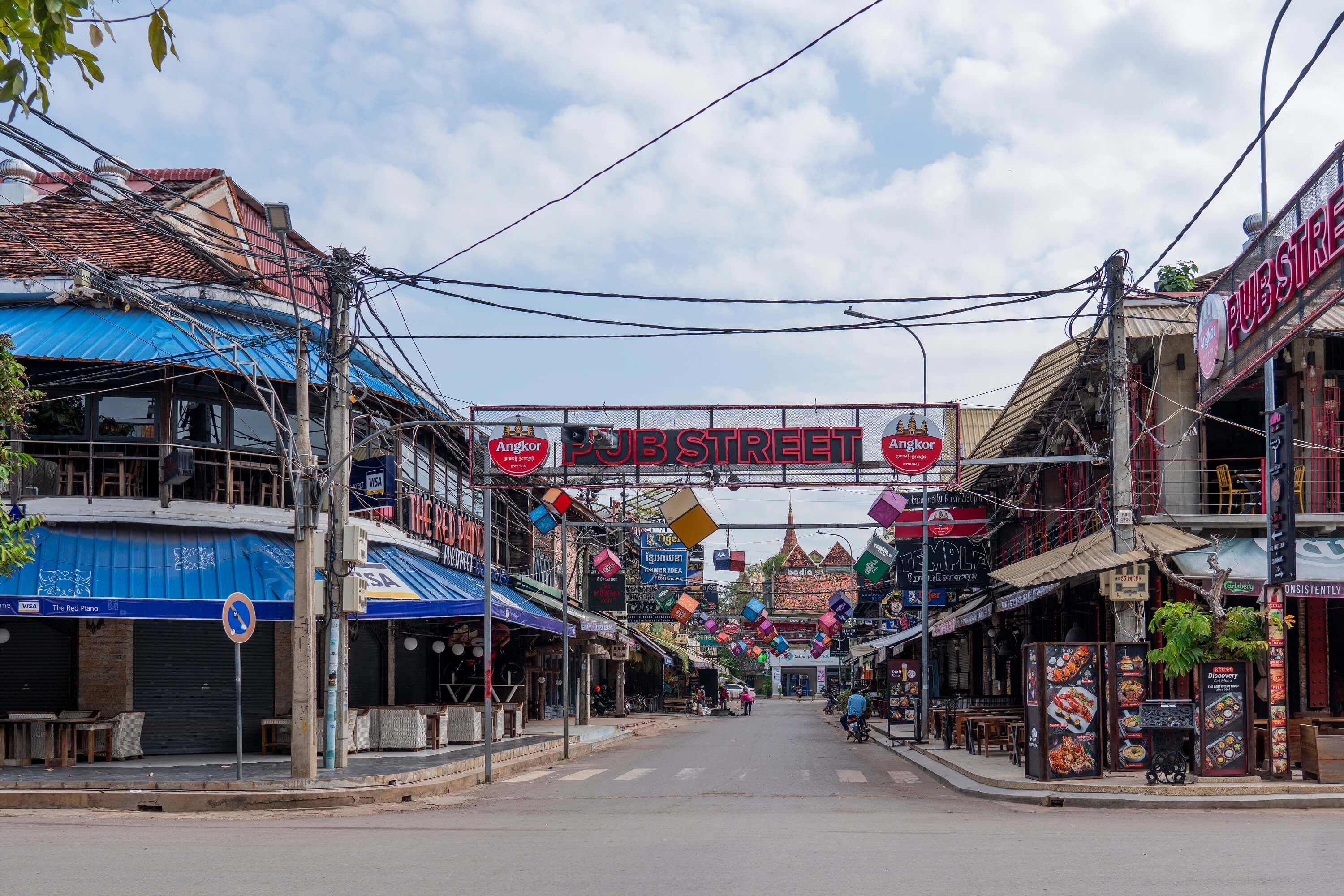 Normally bustling day and night with tourists, Siem Reap’s Pub Street is now a ghost town of boarded-up shop fronts. Photo courtesy of Yun Ranath